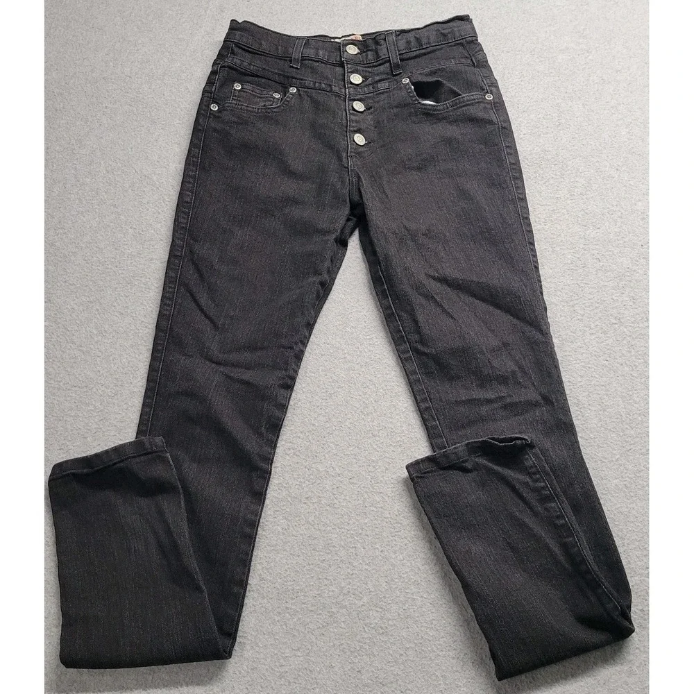 Judy Blue‎ Black High Waisted Button Fly Skinny Jeans Womens Size 7 Style 8163